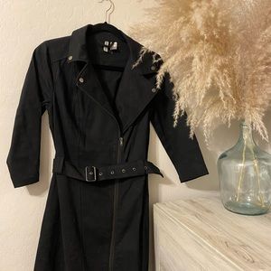 Black Denim Blazer Dress with Belt